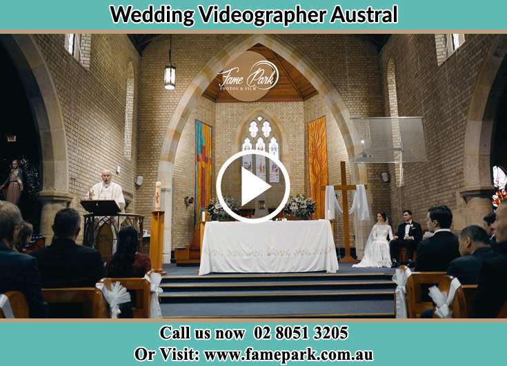 Bride and Groom at the altar during the ceremony Austral NSW 2179