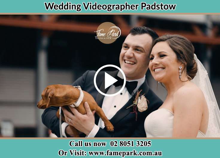 Bride and Groom with their dog at the bay Padstow NSW 2211