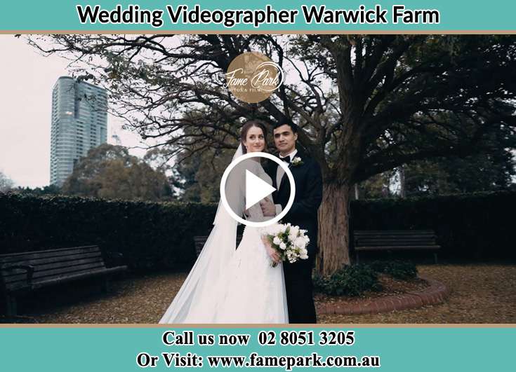 The Bride and the groom posing for the camera Warwick Farm NSW 2170